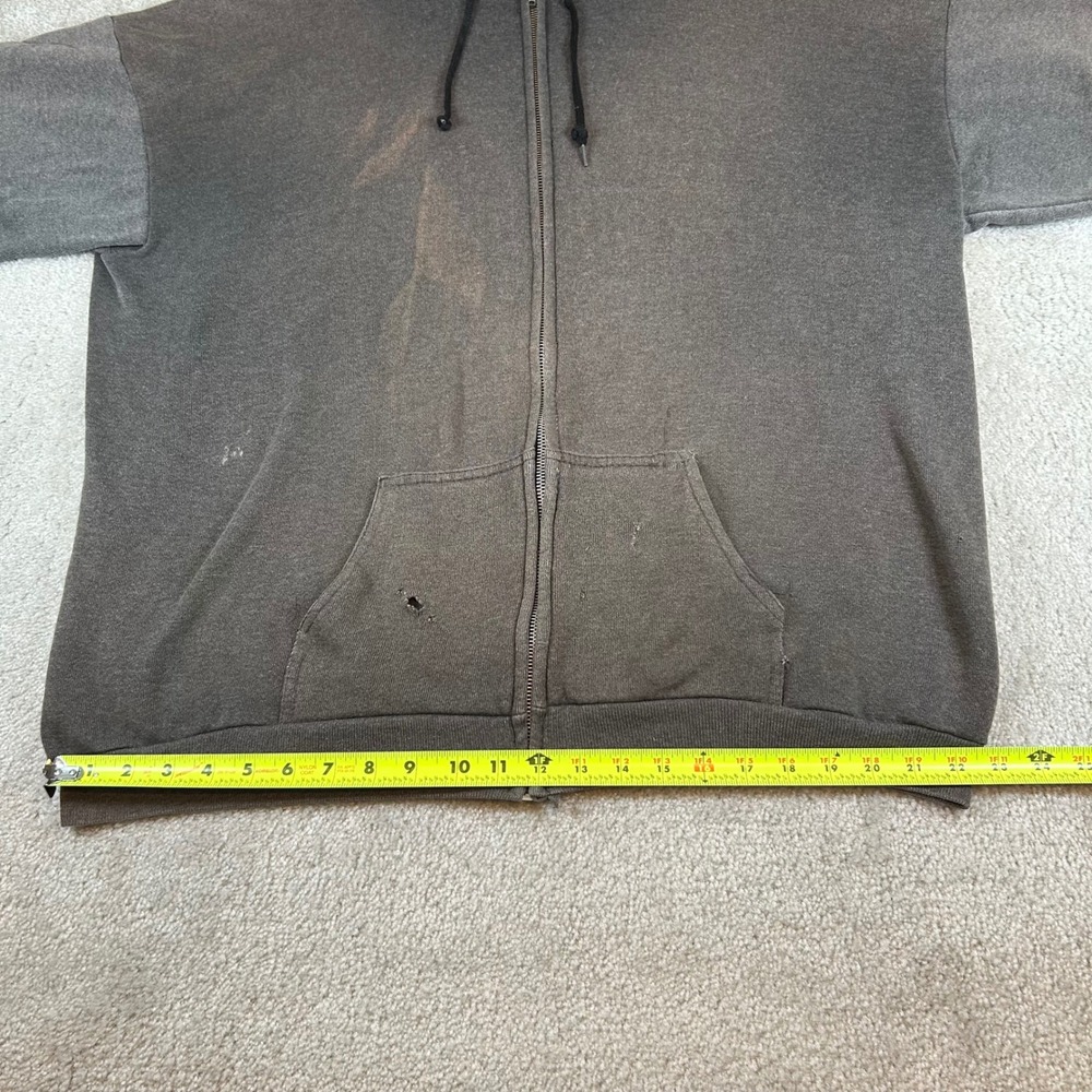Vintage 80s Tultex Zip Up Hoodie Mens XL Brown Distressed Sun Faded Made In USA - Picture 13 of 16